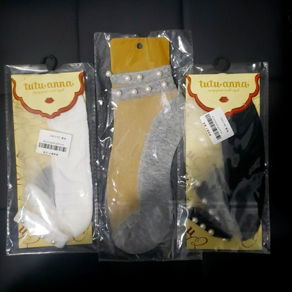 Tutu Anna transparent with plastic pearl women socks